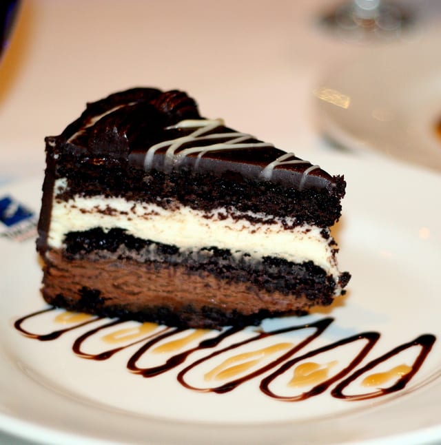 White & Dark Chocolate Mousse Cake.